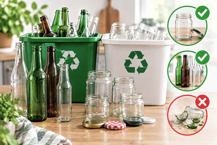 Glasflaschen und Gläser richtig entsorgen, Altglas gehört nicht in den Restmüll