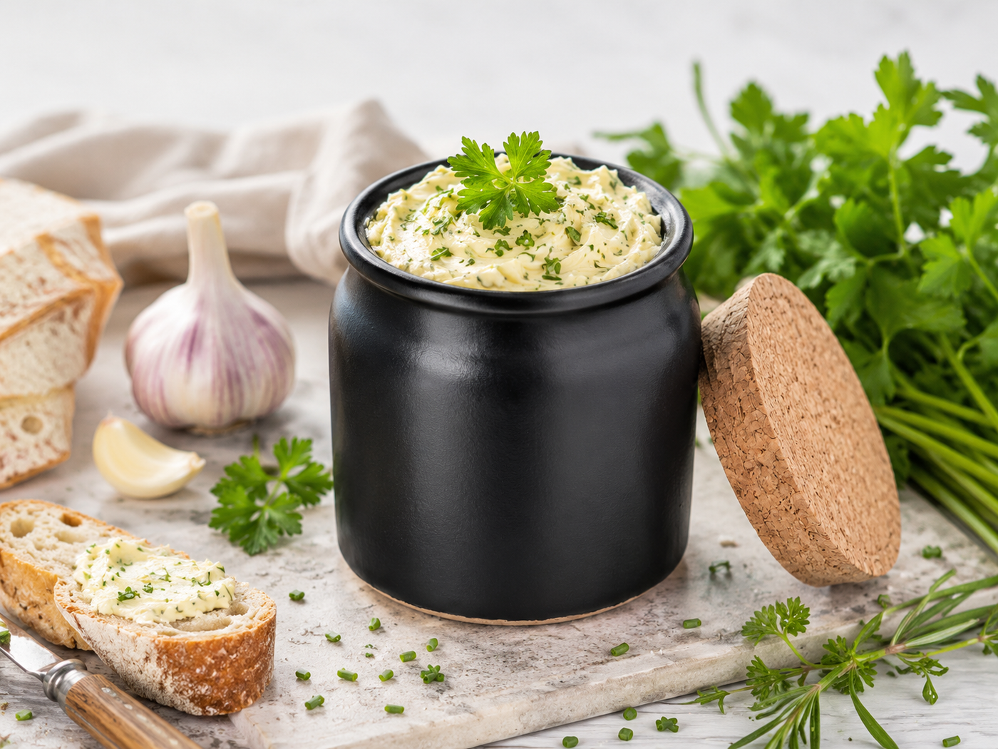 frische Kräuterbutter im Tontöpfchen - Rezept