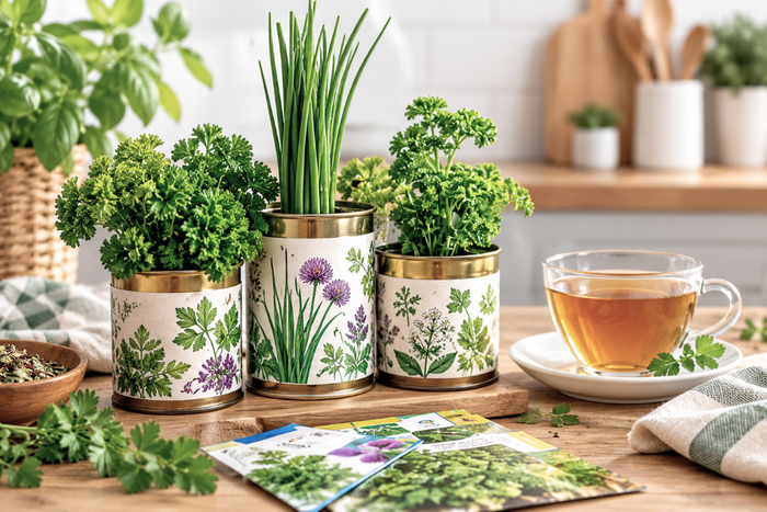 Kräutergarten aus der Dose, Verwendung von alten  Konservendosen für Küchenkräuter DIY Idee