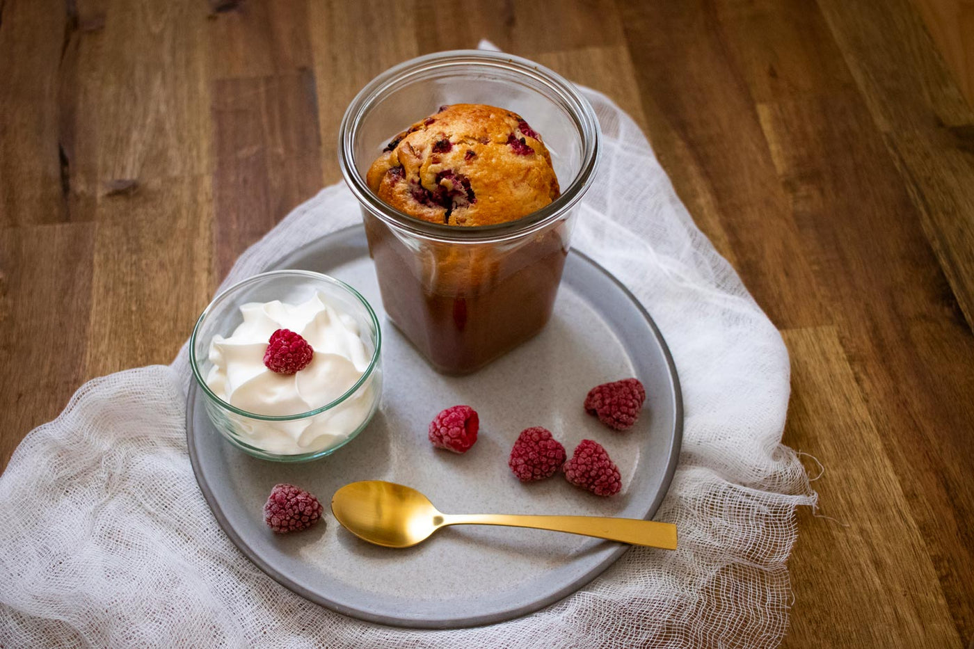 Rezept für Himbeerkuchen im Glas