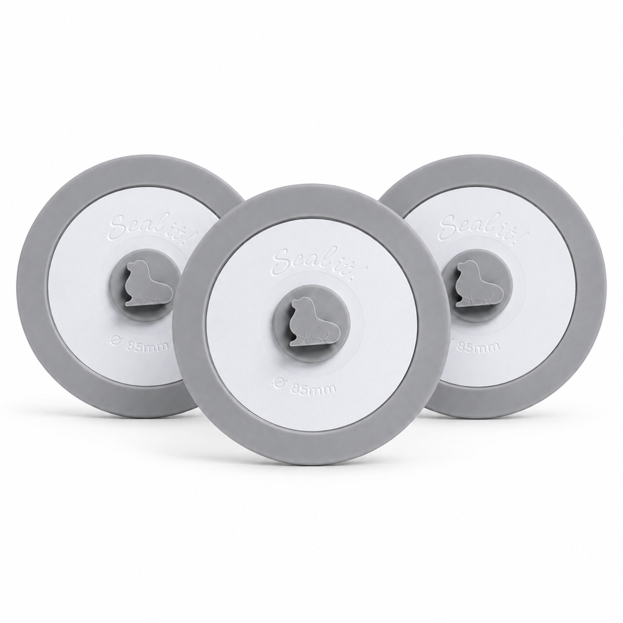 Drei AnySeal Deckel 85 mm