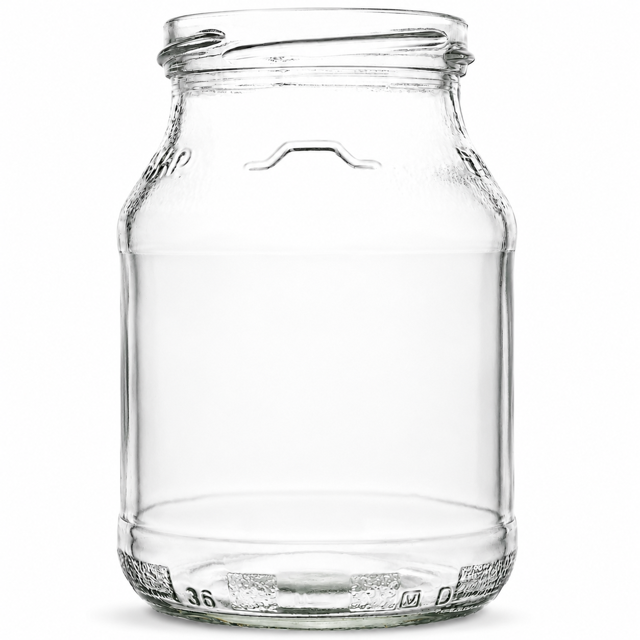 Mehrwegfähiges Joghurtglas 500 g mit TO-70-Mündung aus klarem Glas für weiße Twist-Off-Verschlüsse.