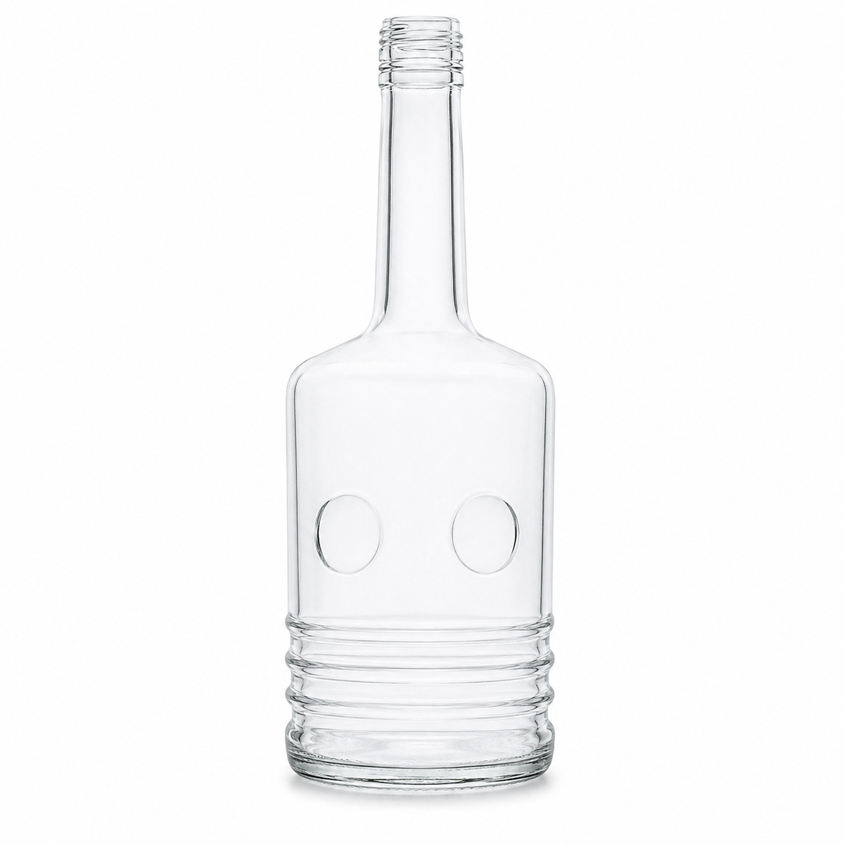 Flasche in Form eines Zylinders vor weißem Hintergrund