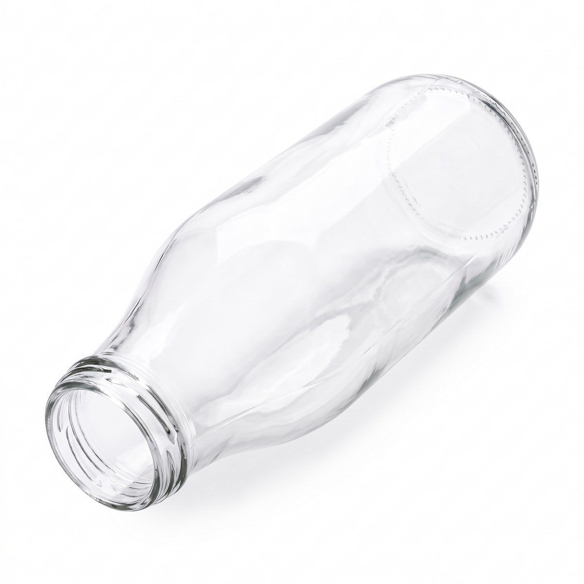 Milchflasche 1 l Weiß TO 48 - S liegend in isometrischer Ansicht
