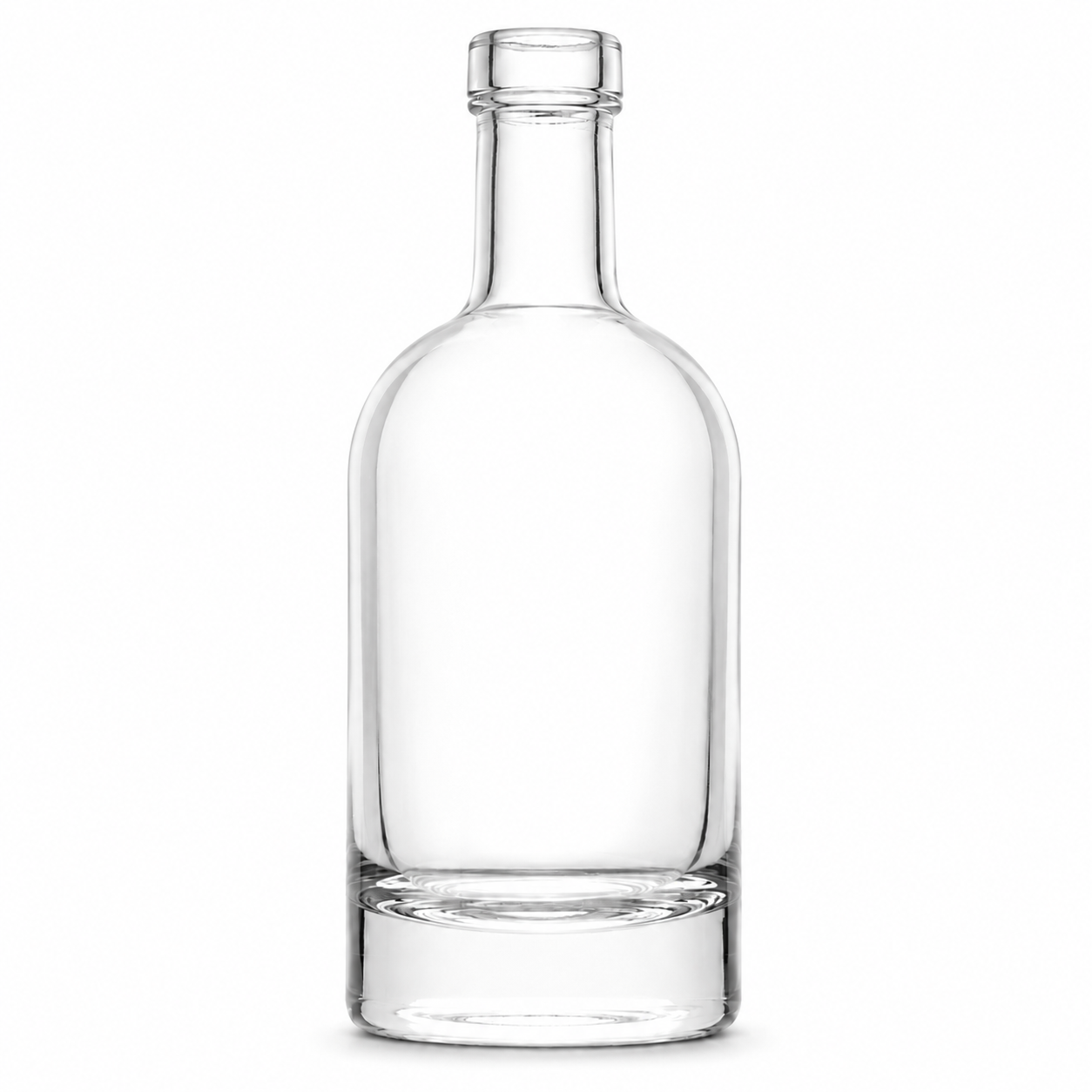 Klare Nocturne-Flasche 100 ml mit breitem Glaskörper, abgerundeter Schulter und 14-mm-OBB-Mündung, ohne Verschluss