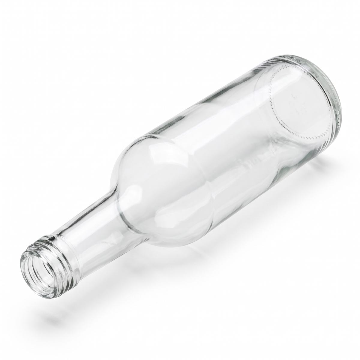 Gradhalsflasche 350 ml 28 mm Standard liegend in isometrischer Ansicht
