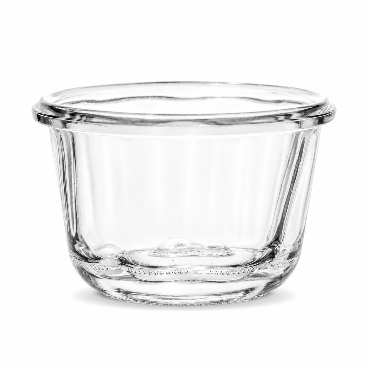 Klares WECK-Gugelhupfglas 165 ml RR80 mit ausgeprägter Innenform und breitem Rundrand, freigestellt auf weißem Hintergrund.