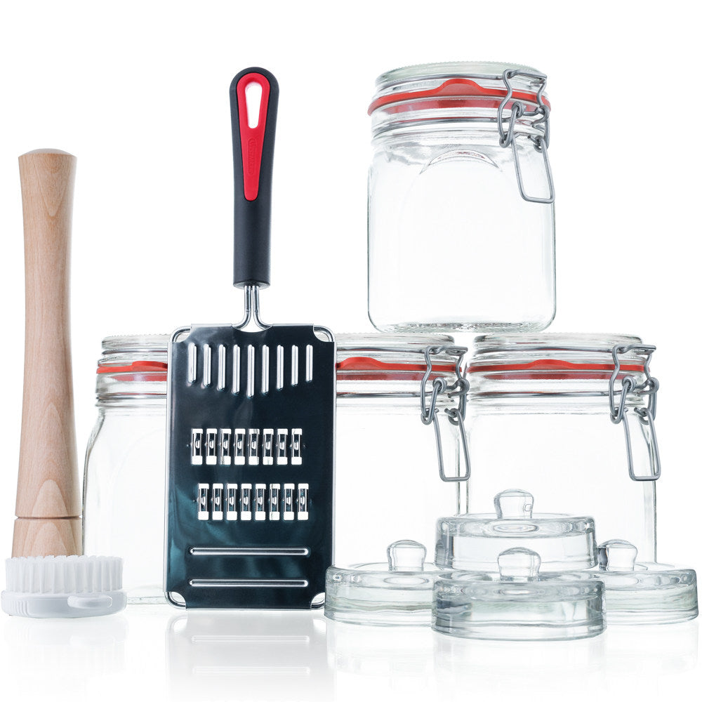 Fermentier-Set Drahtbügelglas 900 ml mit Zubehör
