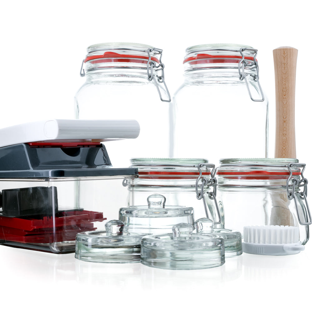 Fermentier-Set Drahtbügelglas 2590 ml & Drahtbügelglas 550 ml mit Zubehör
