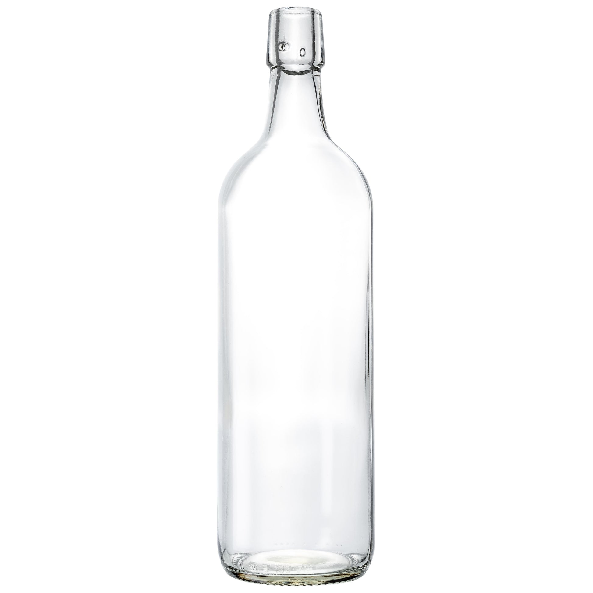 Kurzhalsflasche 1,0 l weiß Lochmündung für Bügelverschluss