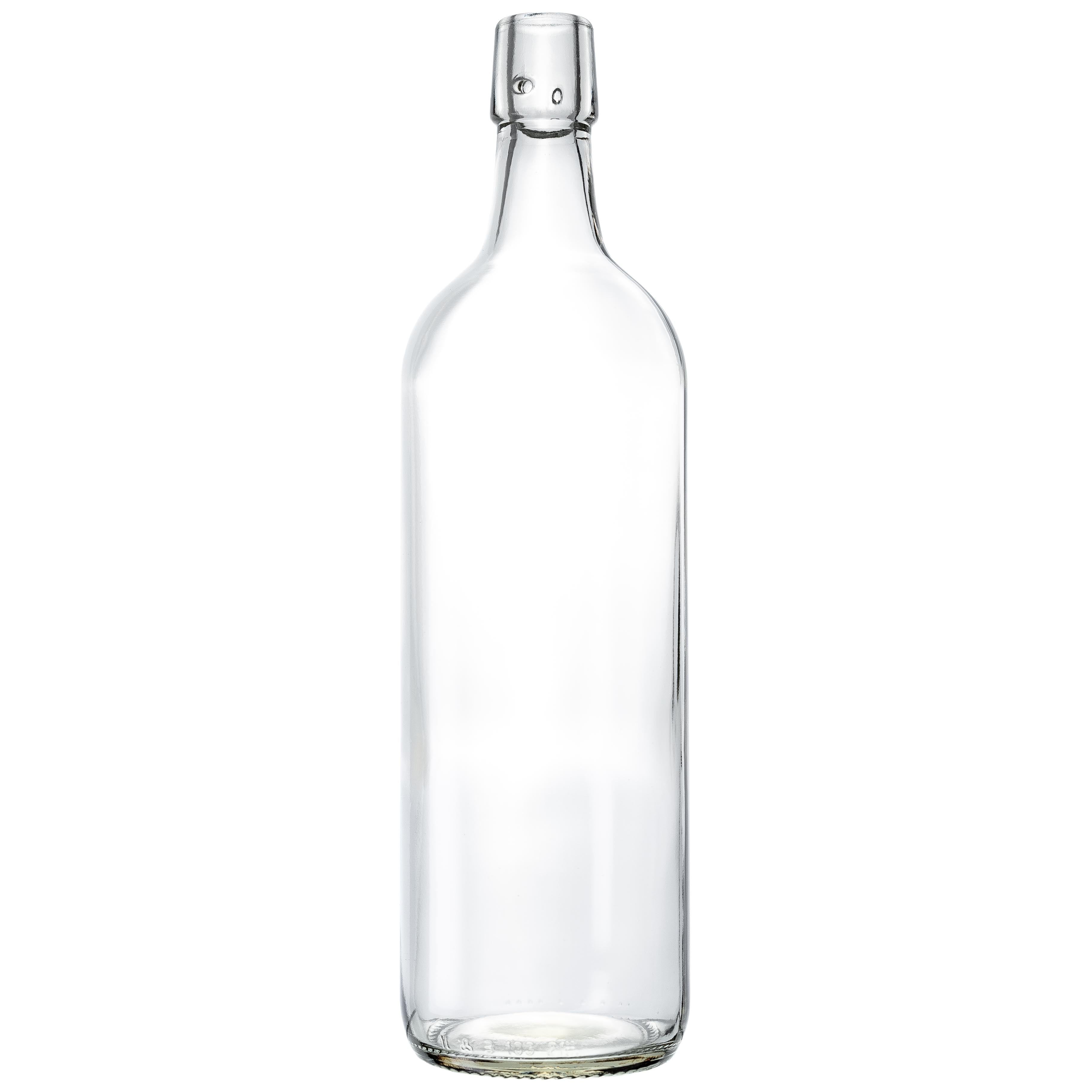 Kurzhalsflasche 1,0 l weiß Lochmündung für Bügelverschluss