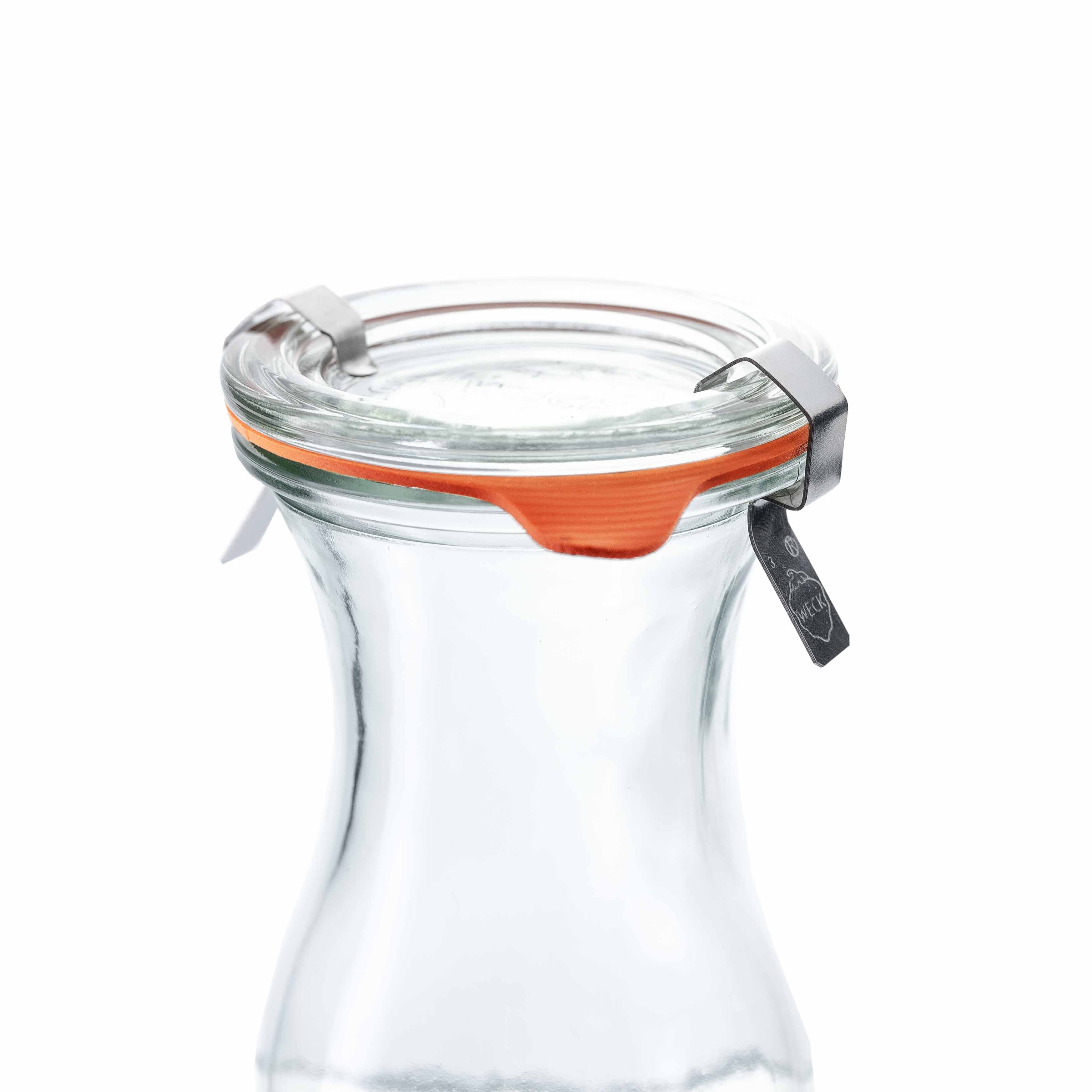 12er-Set WECK-Saftflasche 1/4 l RR60 mit Deckel, Dichtring und Klammer – Ansicht 2