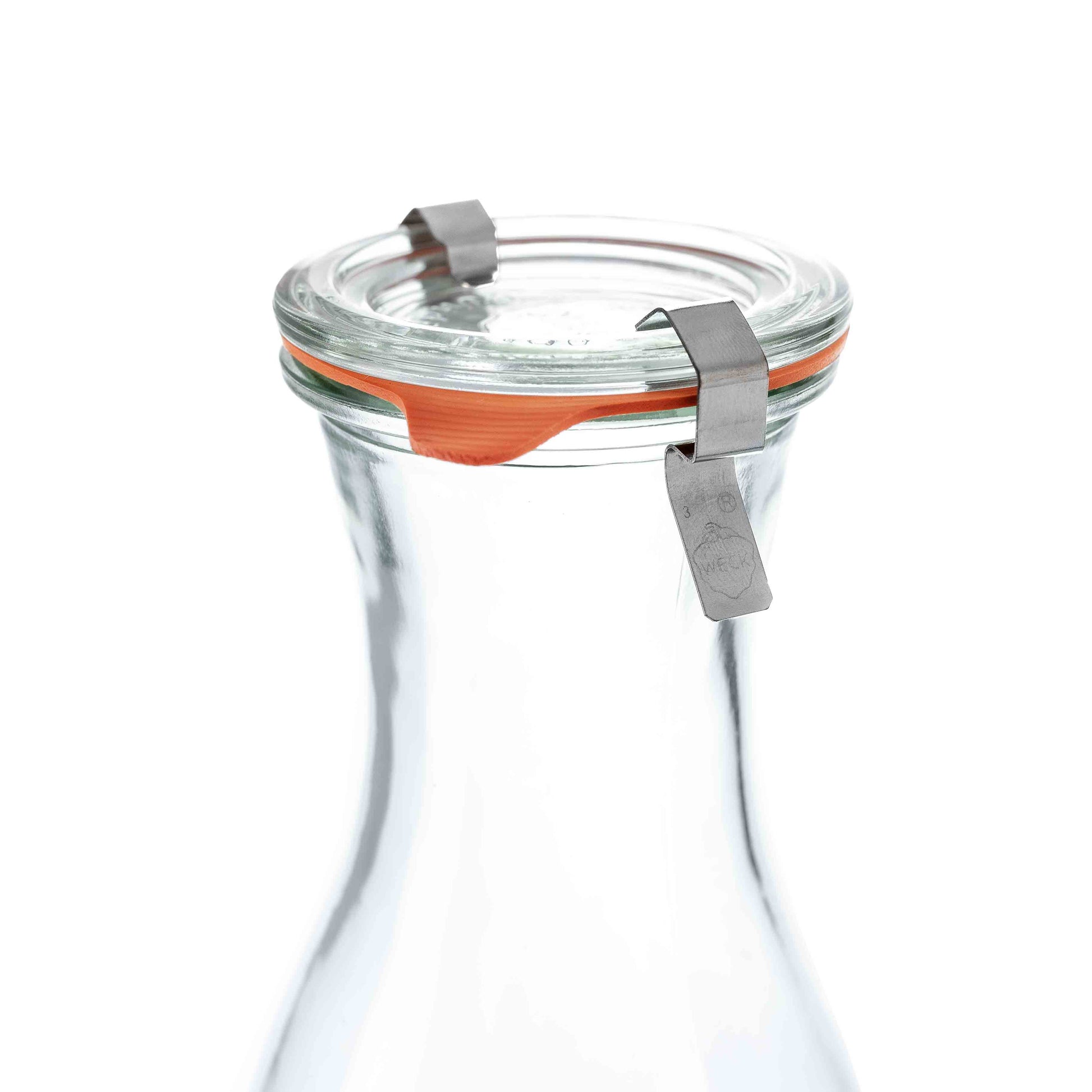 6er-Set WECK-Saftflasche 1l RR60 mit Deckel, Dichtring und Klammer – Ansicht 2