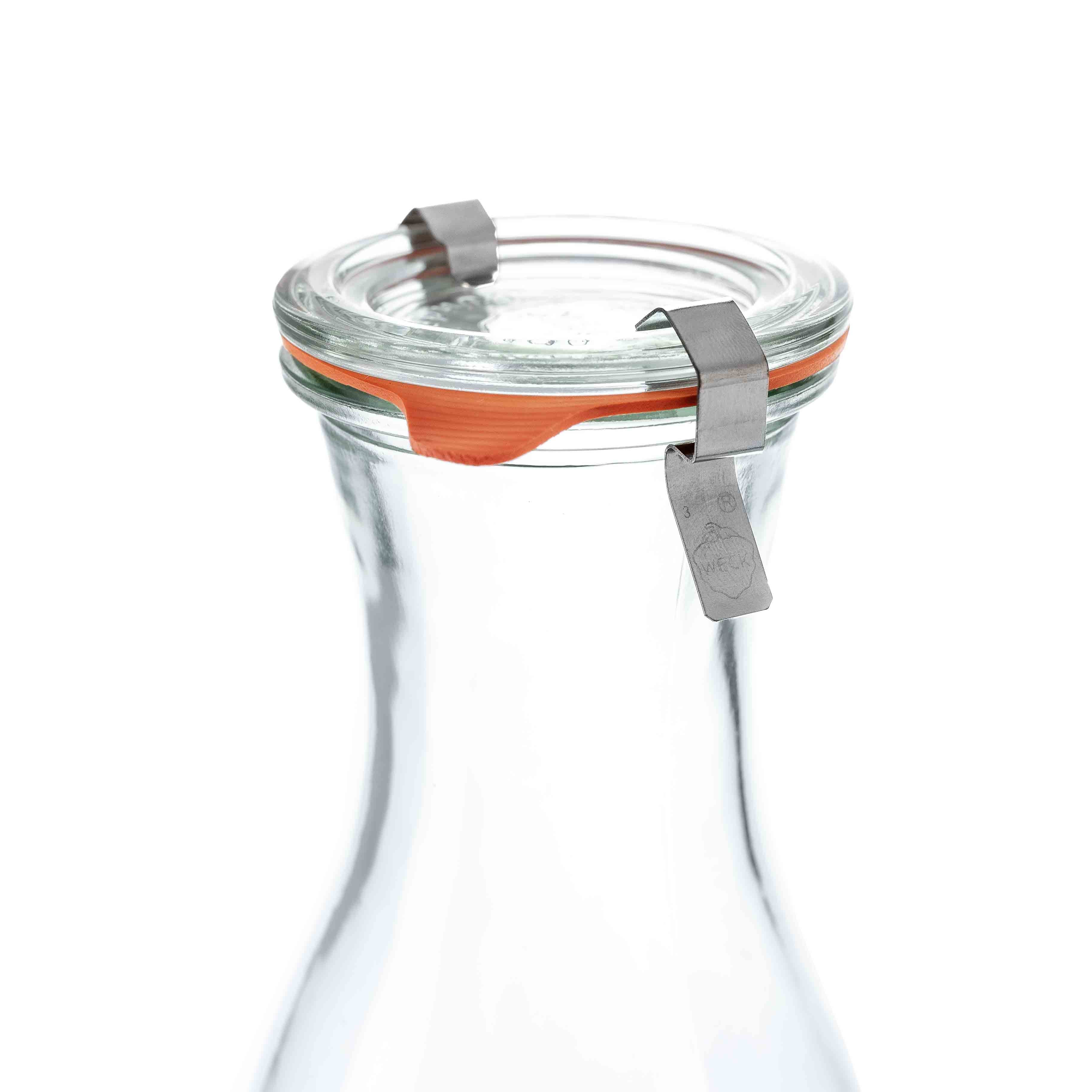 6er-Set WECK-Saftflasche 1l RR60 mit Deckel, Dichtring und Klammer – Ansicht 2
