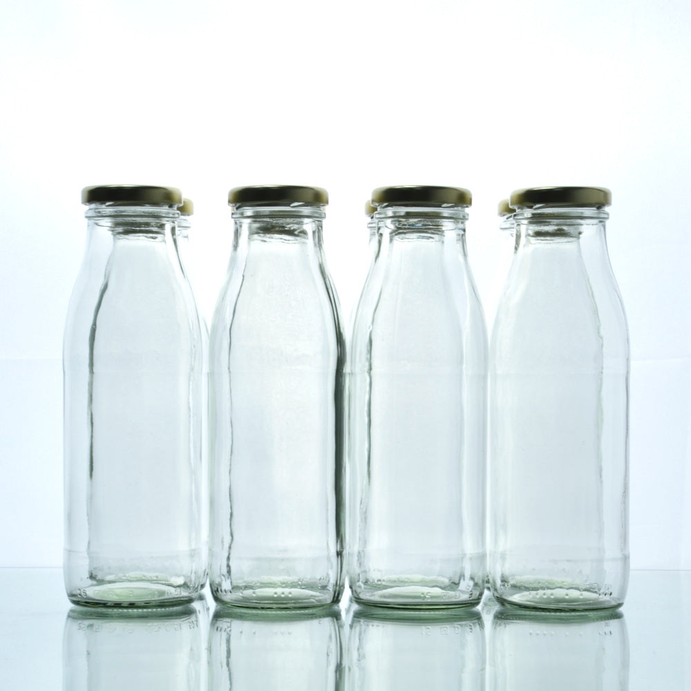 8er Set Milchflasche 500 ml inkl. TO-Verschlüsse in Gold und Etiketten – Ansicht 3