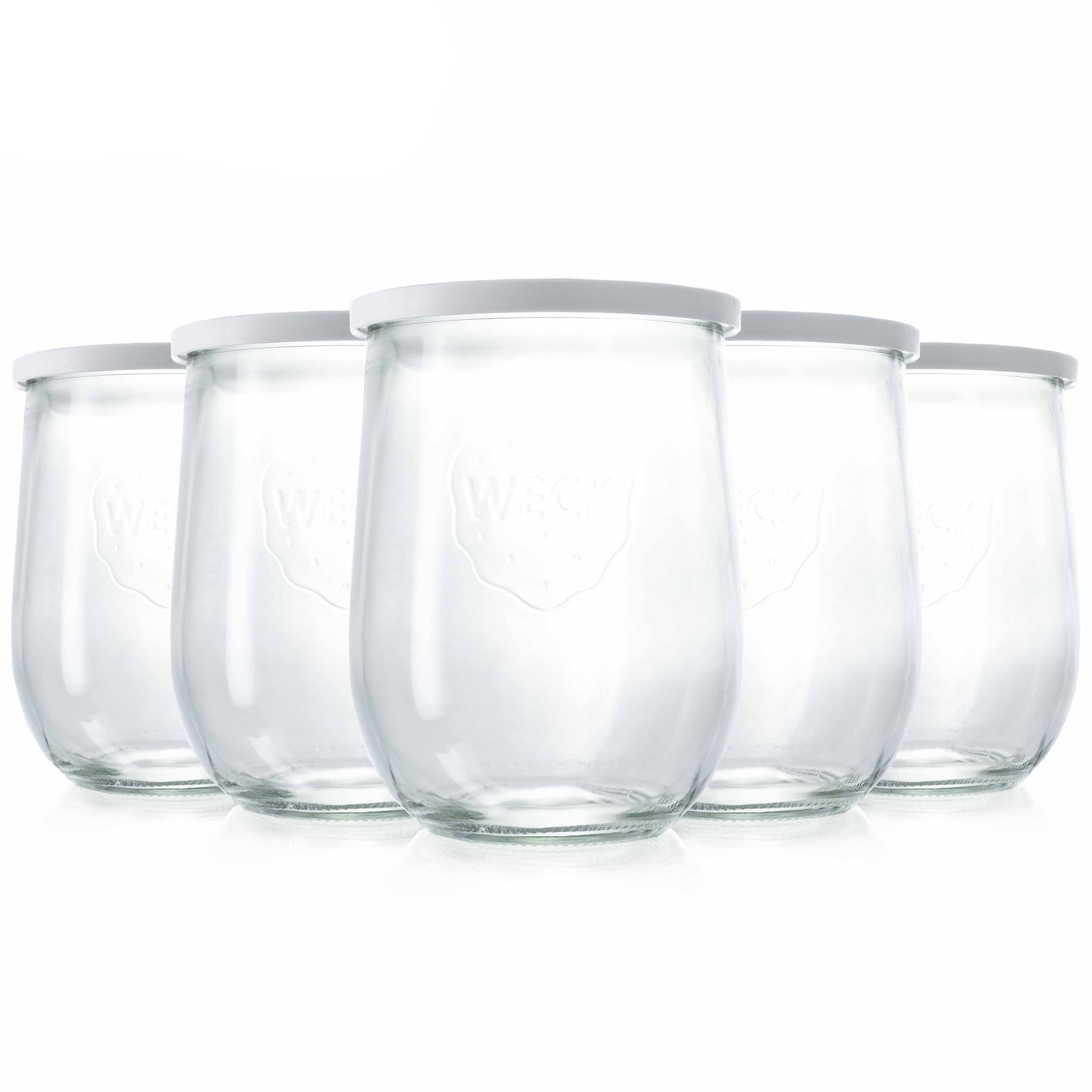 5er-Set WECK-Tulpenglas 1l RR100 mit Frischhaltedeckel