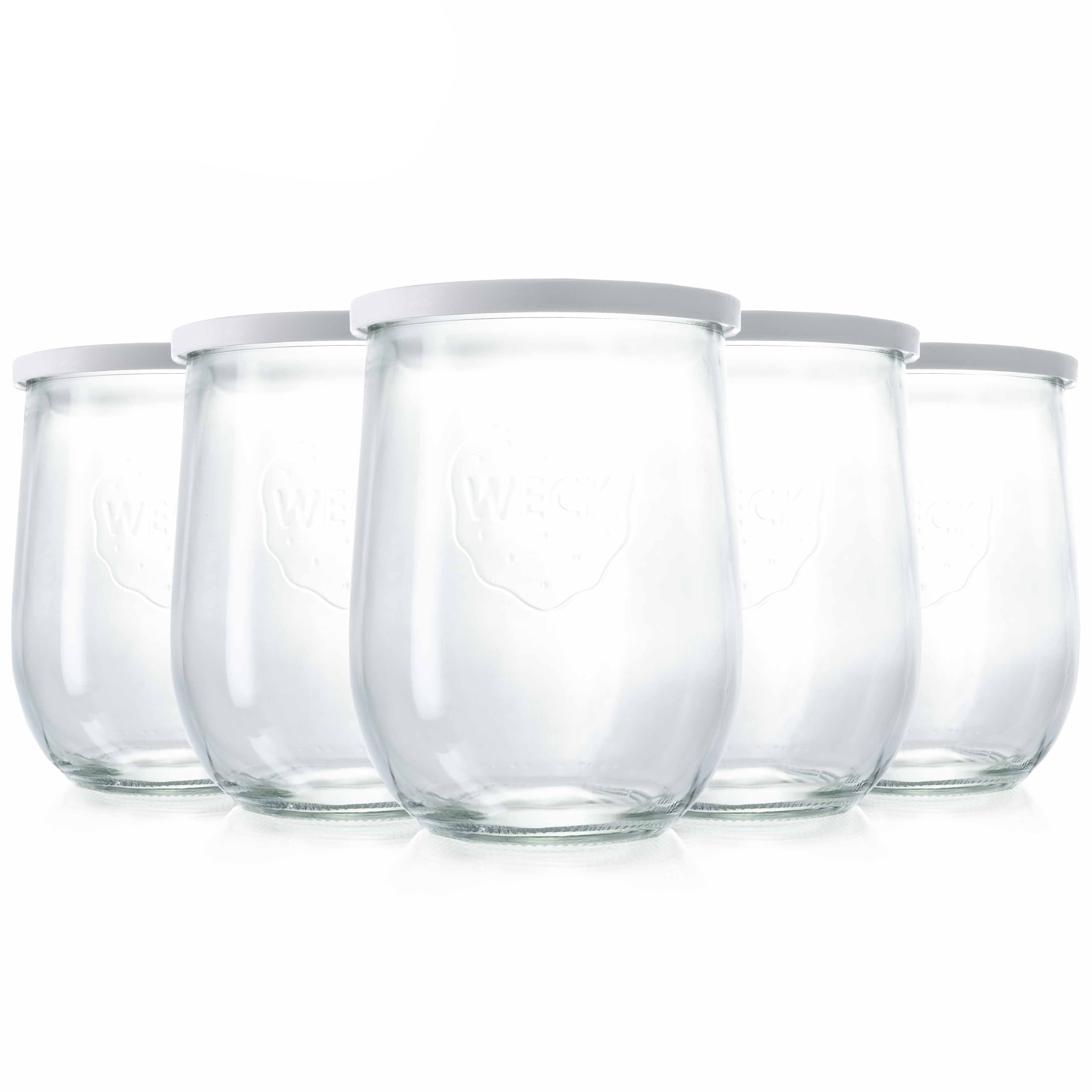 5er-Set WECK-Tulpenglas 1l RR100 mit Frischhaltedeckel