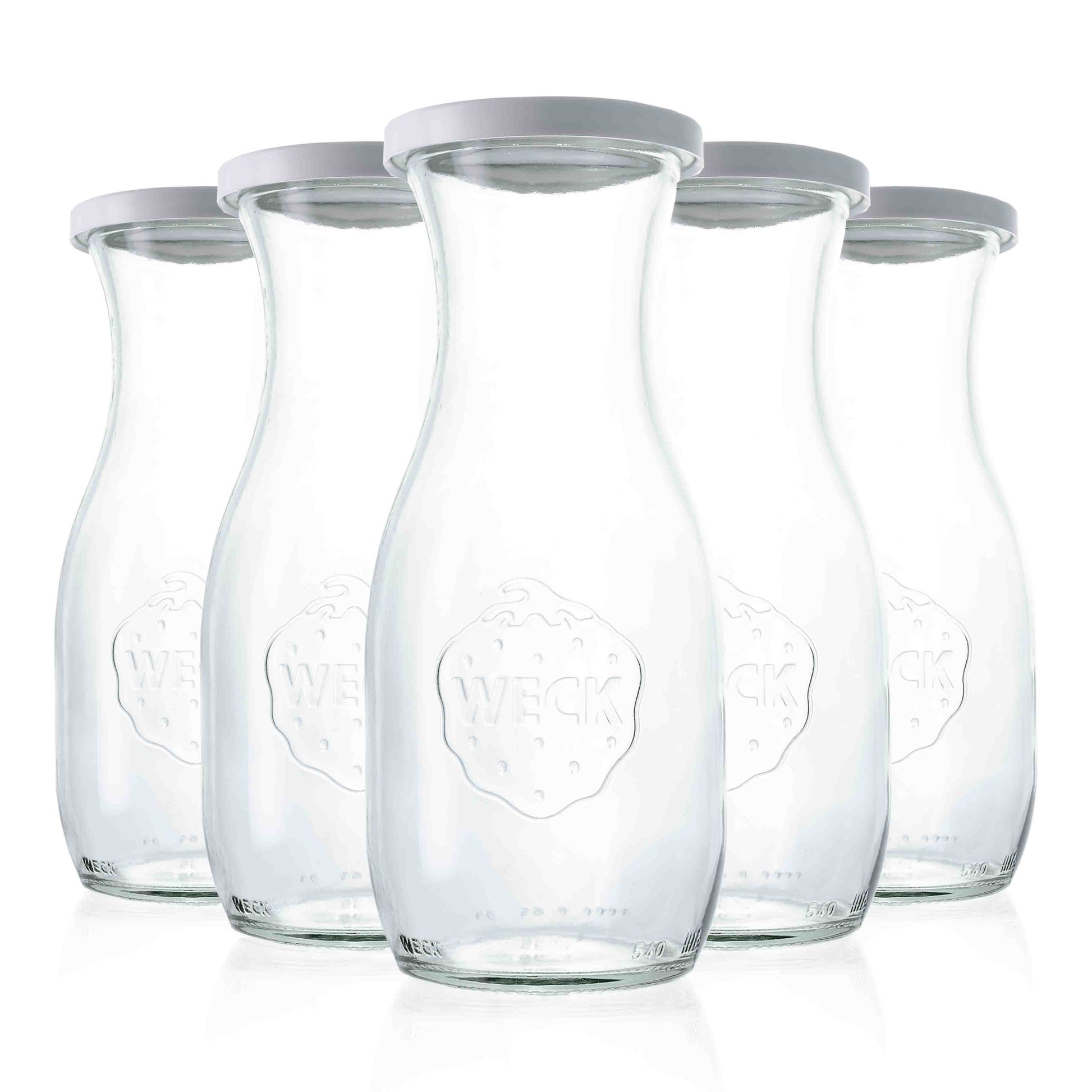 5er-Set WECK-Saftflasche 1/2l RR60 mit Frischhaltedeckel