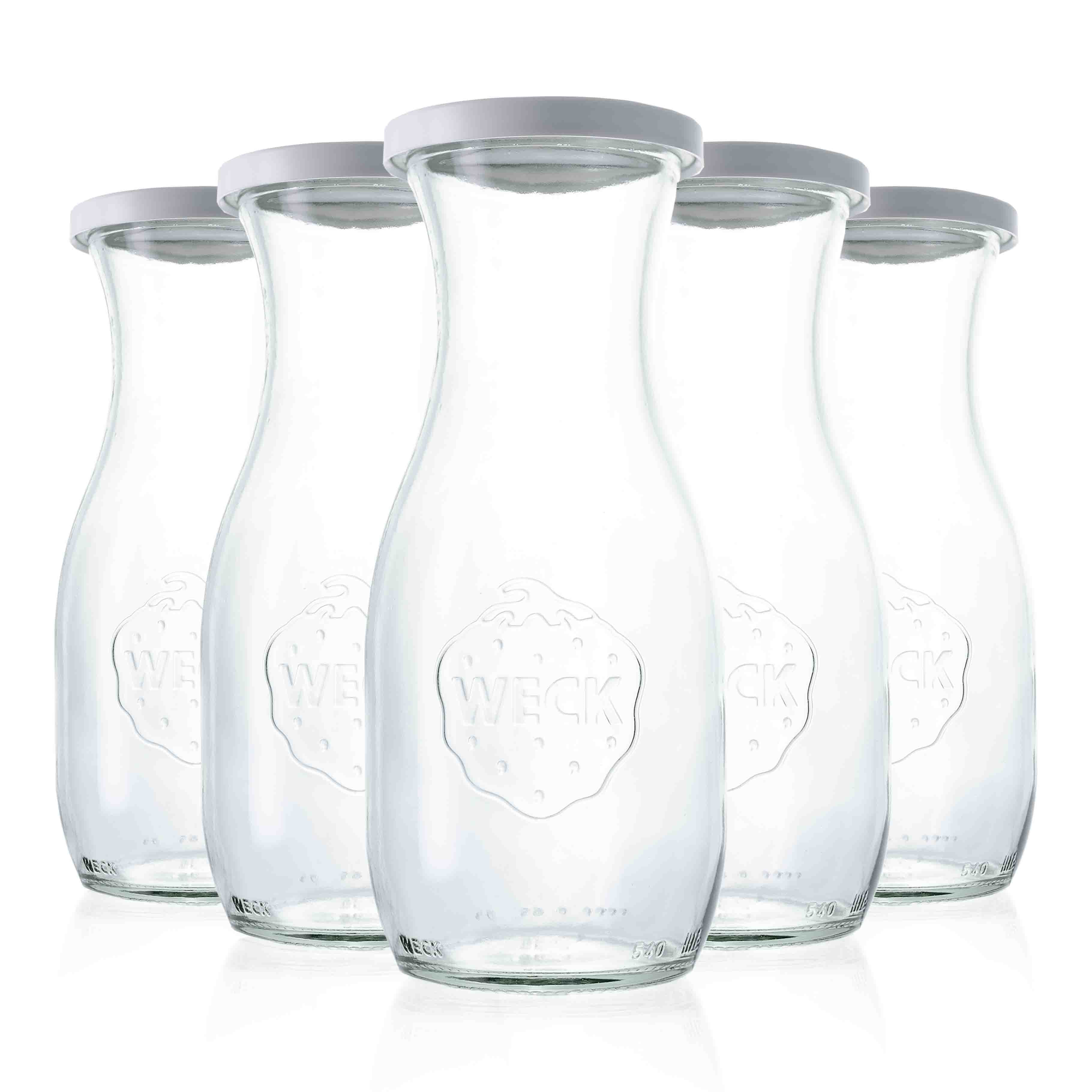 5er-Set WECK-Saftflasche 1/2l RR60 mit Frischhaltedeckel