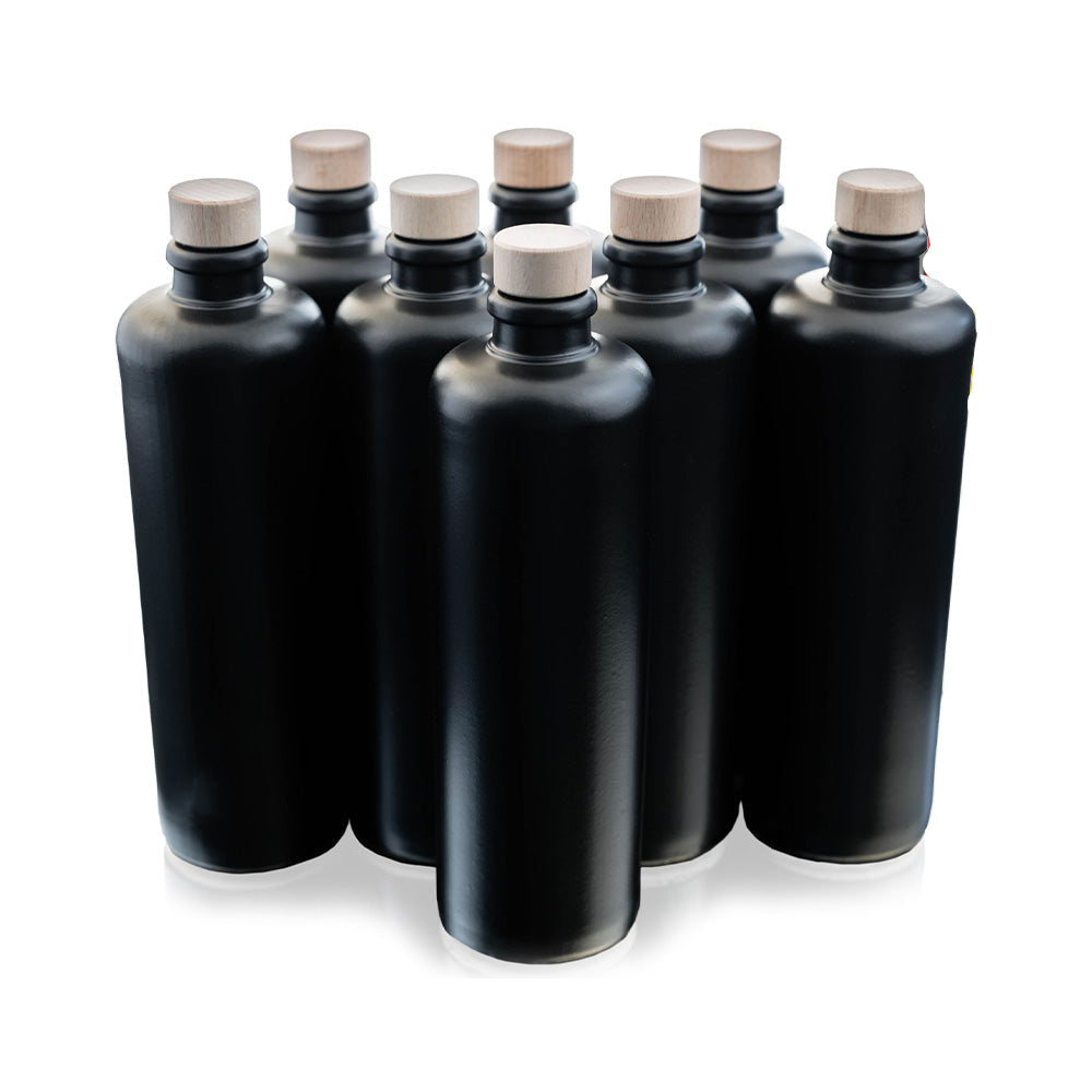 Ton-Set - 8x Tonkrug 500 ml mit Holzgriffkorken