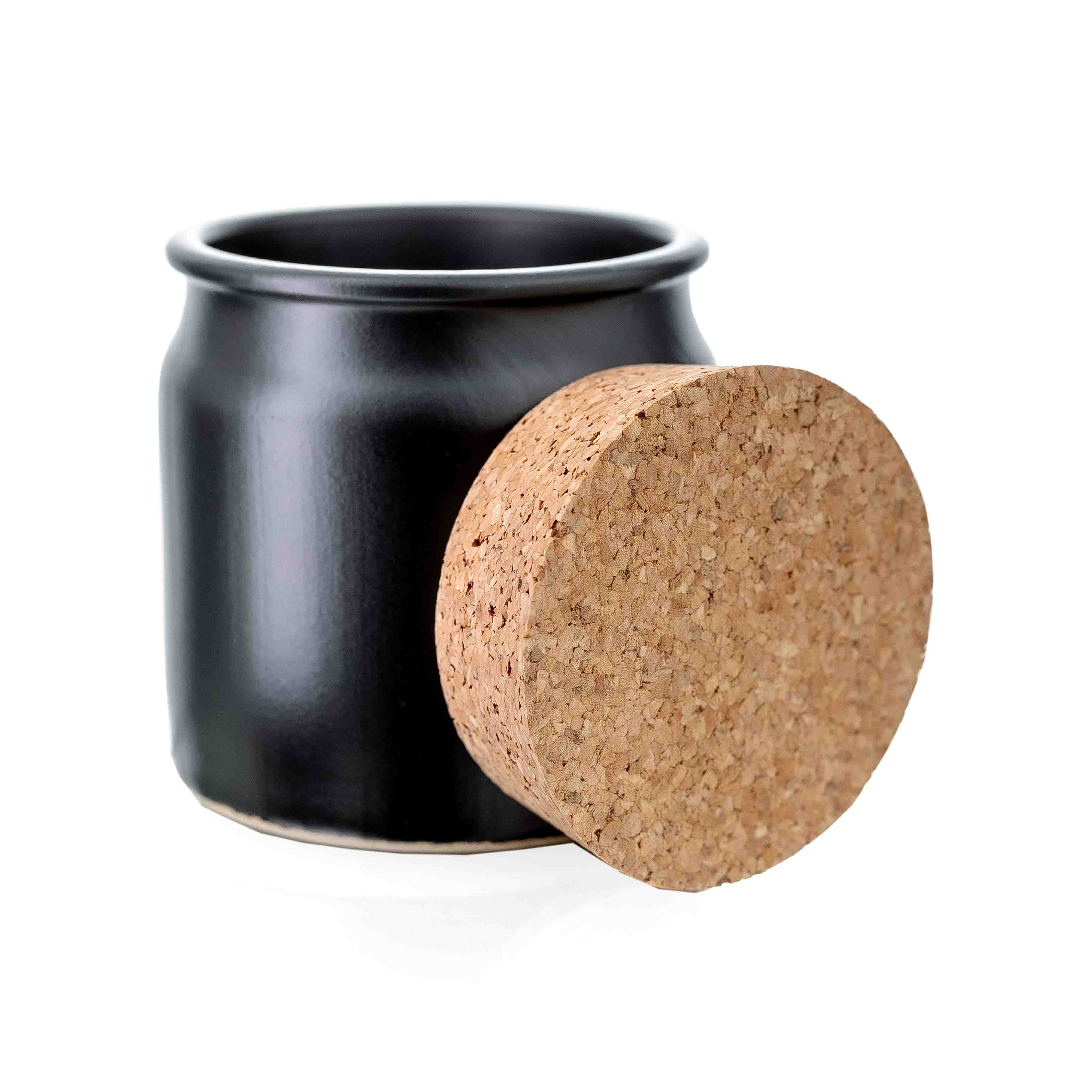 Tontöpfchen 160 ml Schwarz-Matt mit Korken – Ansicht 2