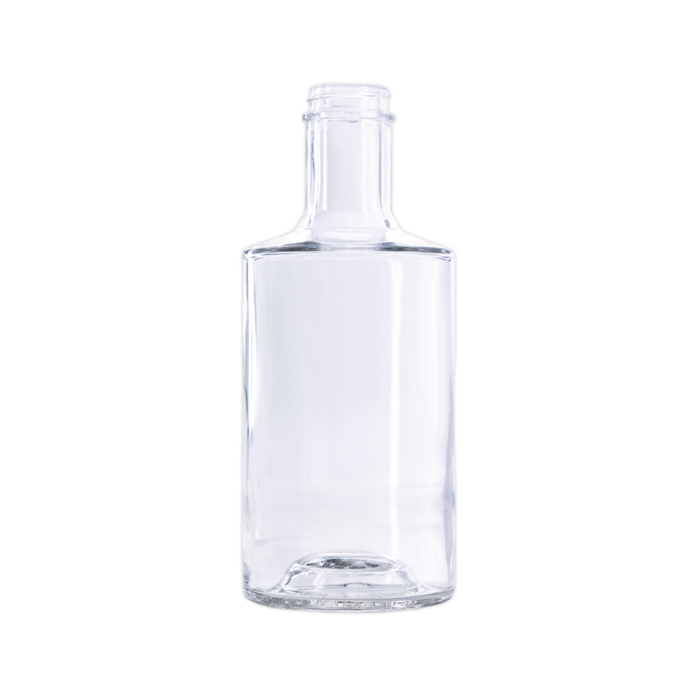 Unsere Flasche Bella eine kleine 500ml Flasche in Zylinderform aus Weissglas